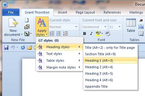 Word 2007/10 Home ribbon tab style drop-down