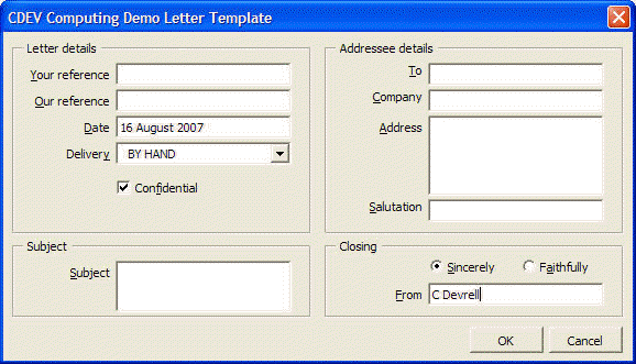 Free Sample Letter Template Dialog